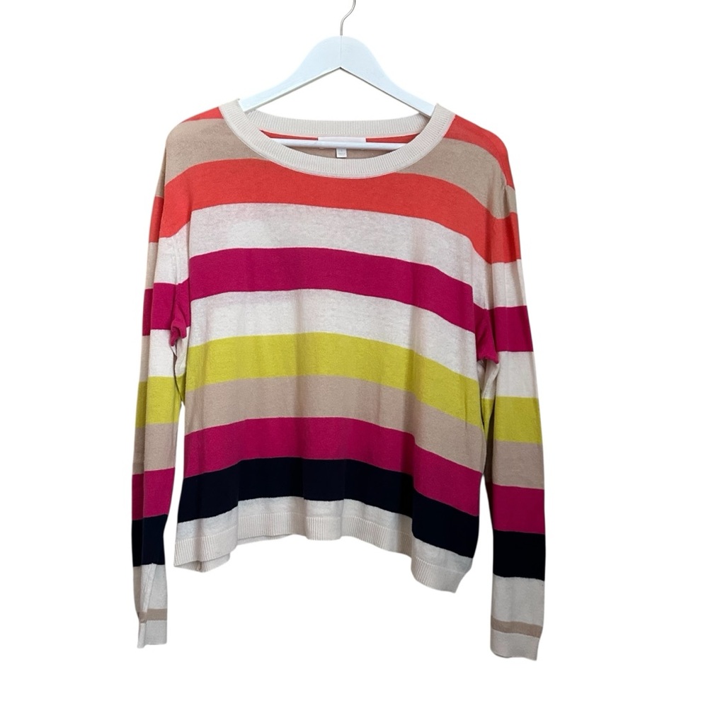 Adyson Parker Colorful Striped Linen Blend Sweater Women Sz L